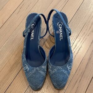CHANEL Denim Blue Heels
